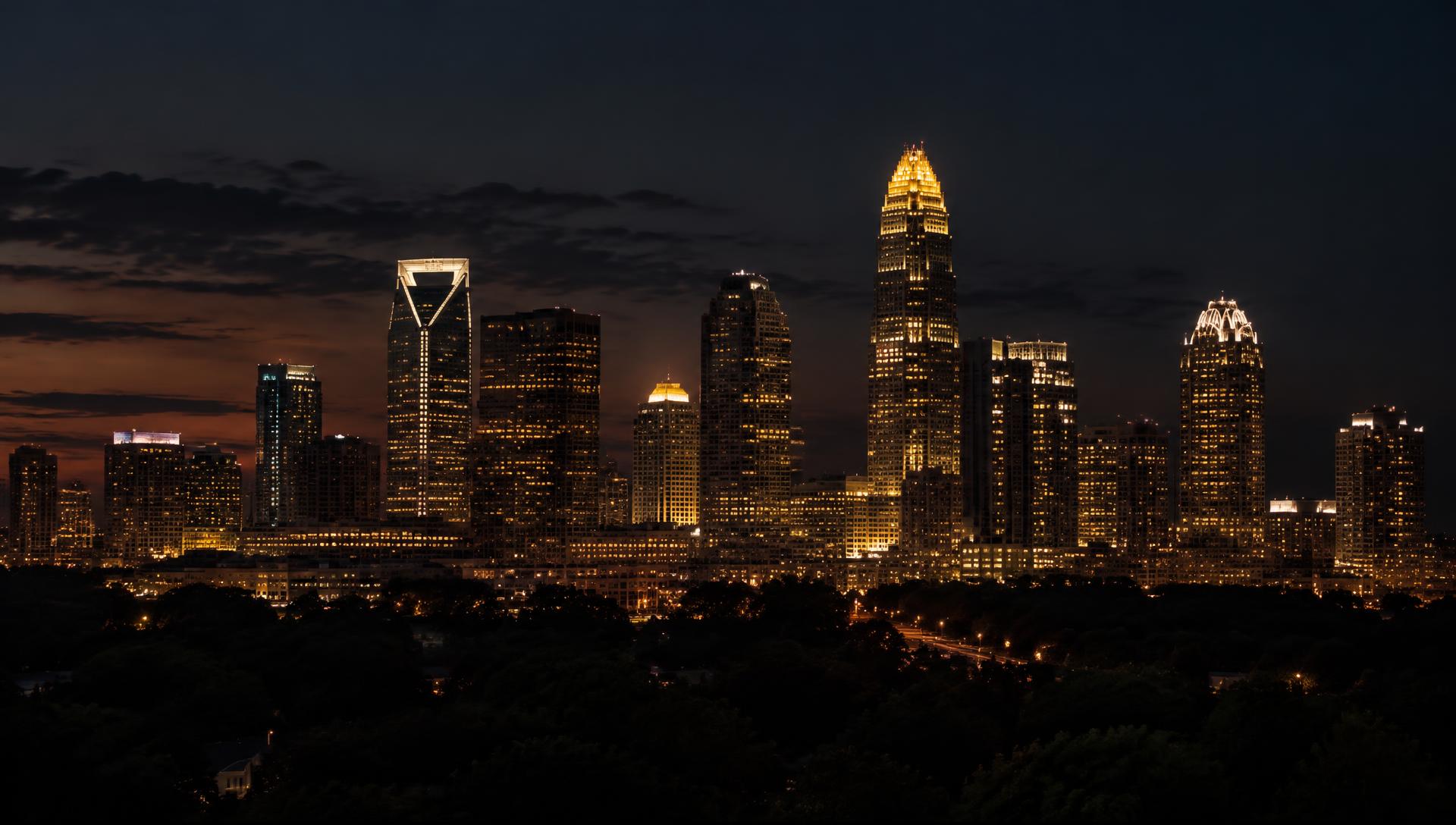Charlotte skyline at night